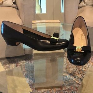 Salvatore Ferragamo Black Flats with 1.5 inch heel